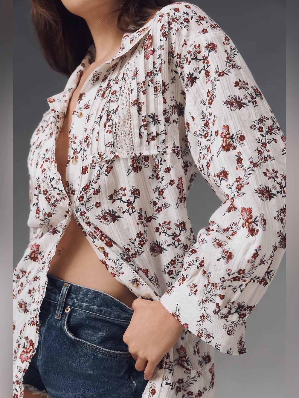 Pilcro Collared Pintuck Blouse Sz XL